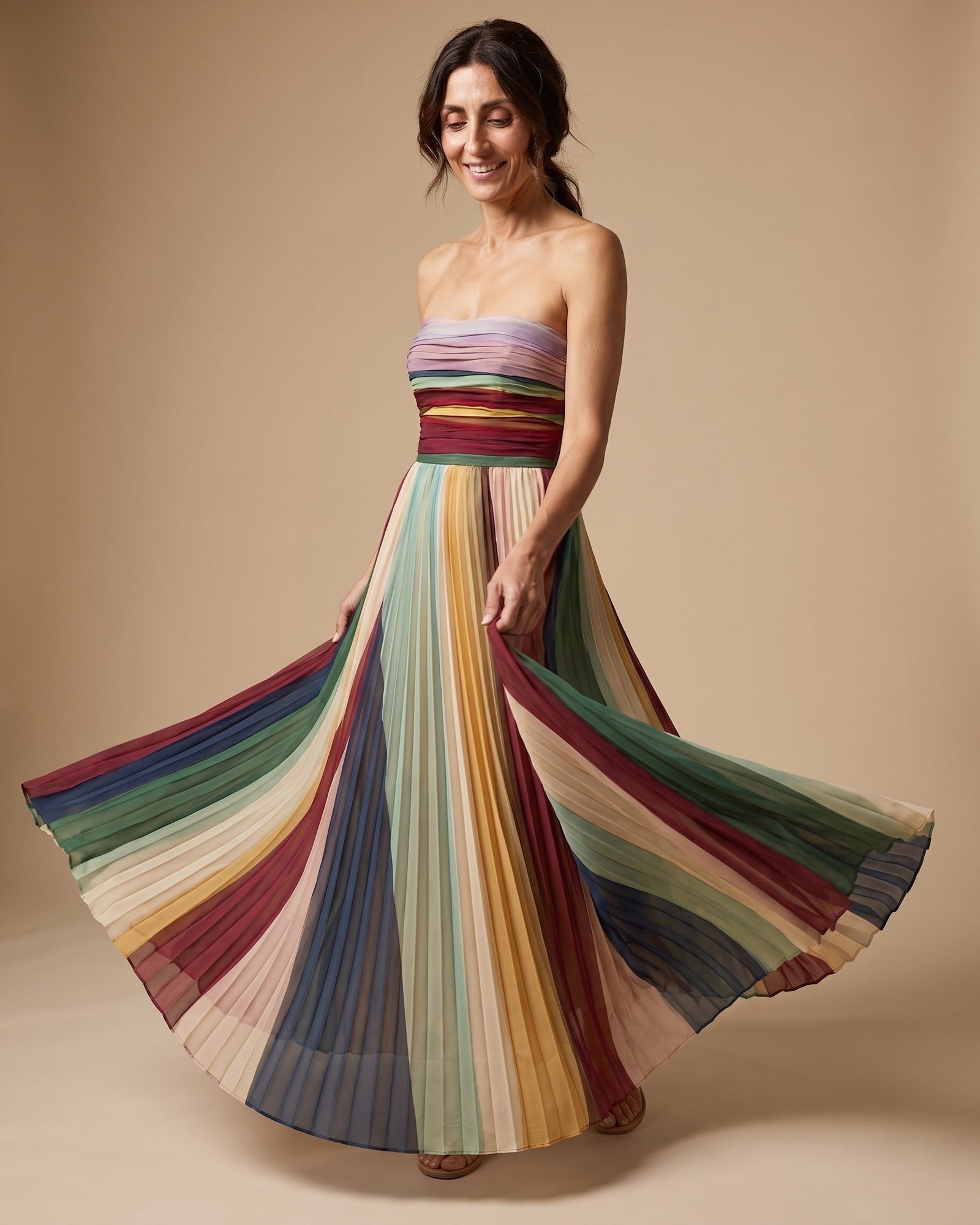 Ravenna Maxi Dress — pleated skirt fanning open in movement