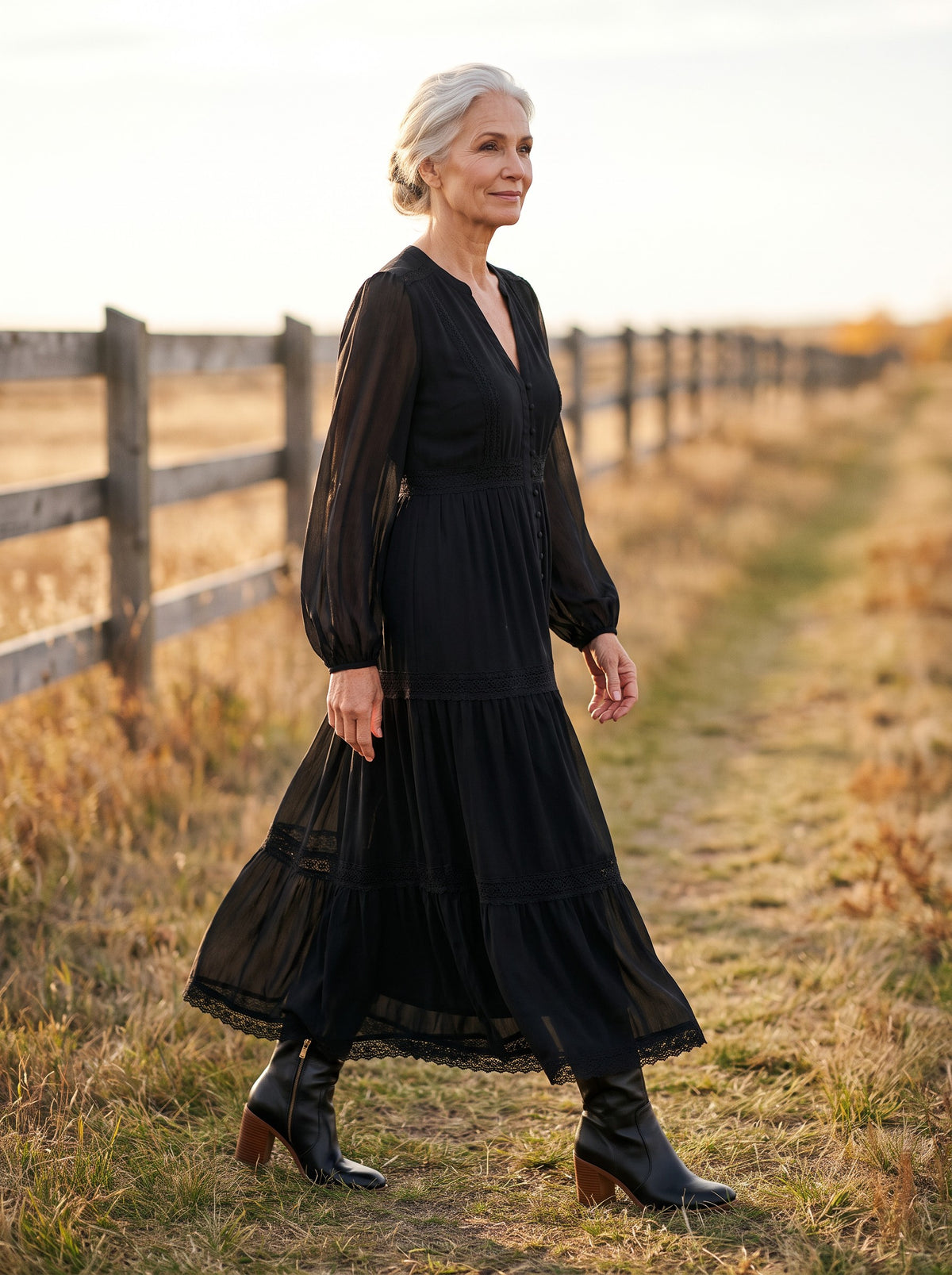 Rosemary Maxi Dress in Black, front view