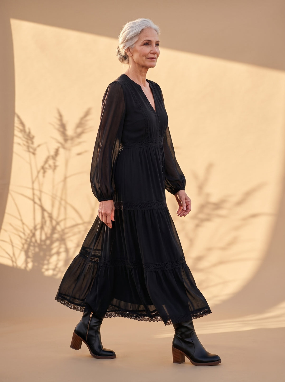 Rosemary Maxi Dress in Black, side view