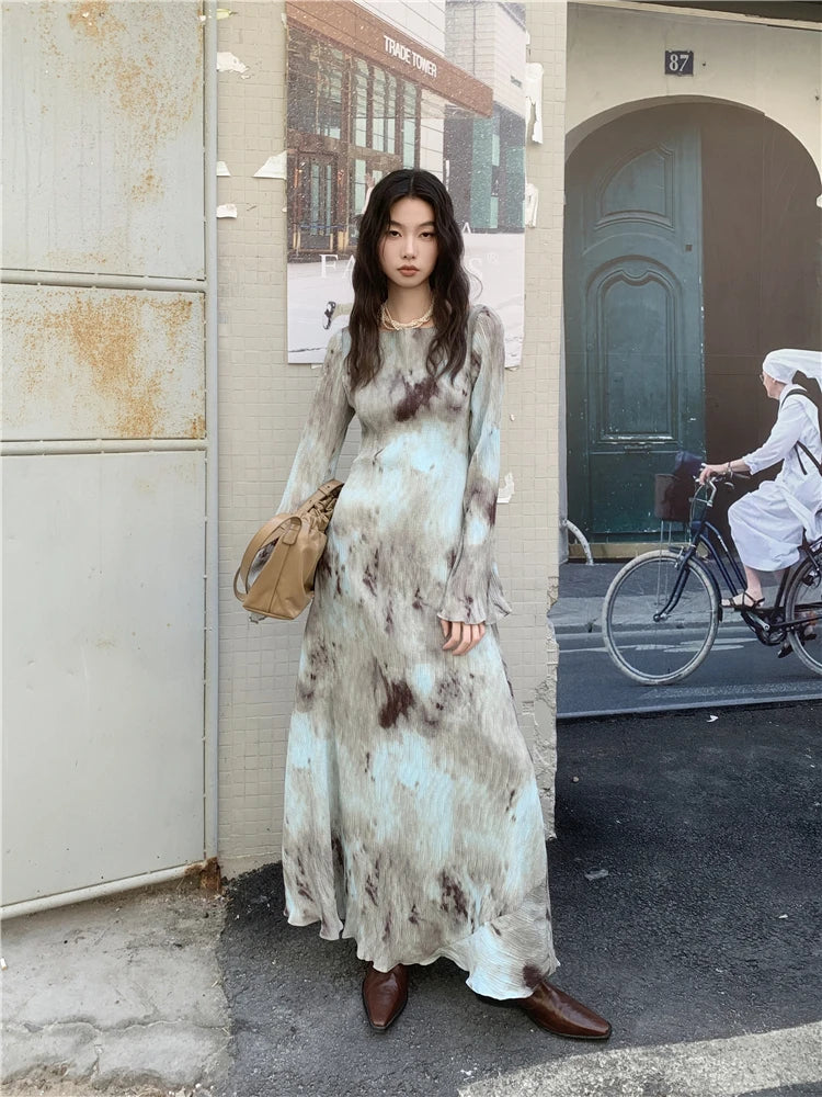 Sigrid Maxi Dress in Sage Print, front
