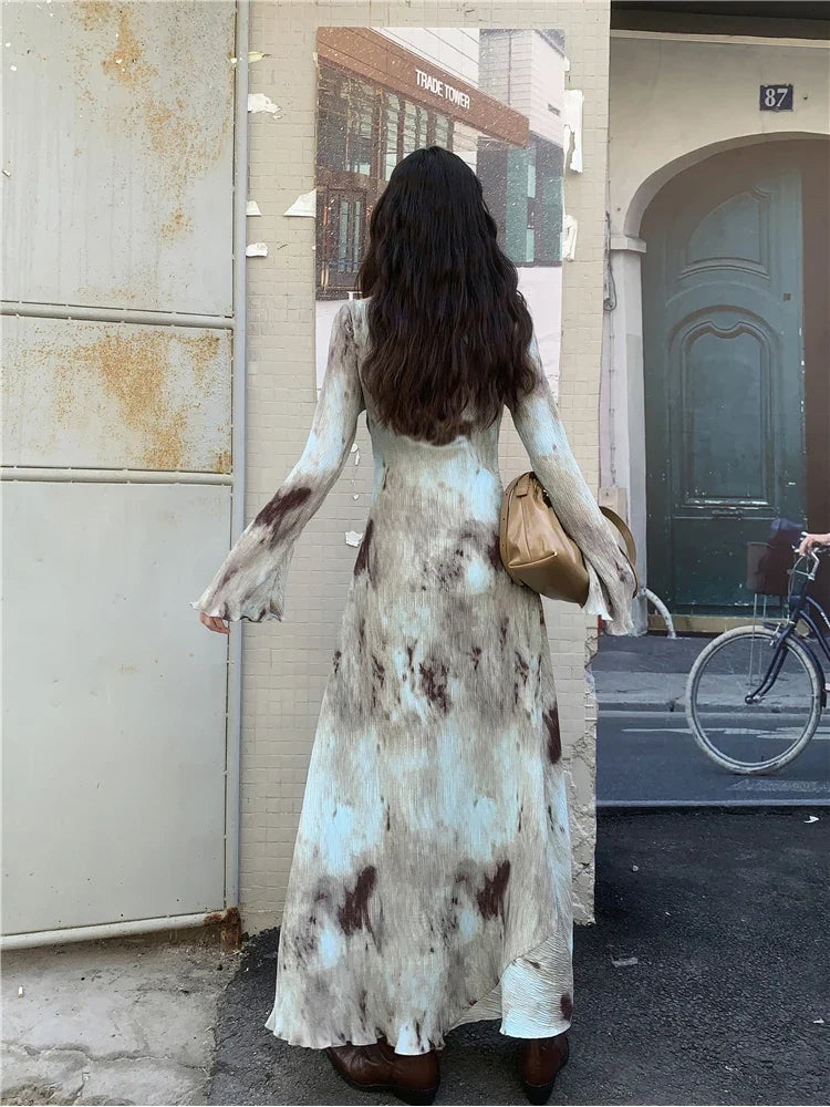 Sigrid Maxi Dress in Sage Print, back