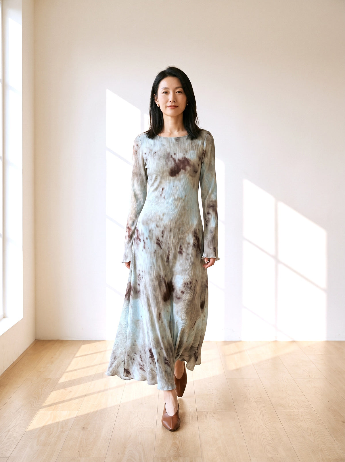 Sigrid Maxi Dress in Sage Print, front