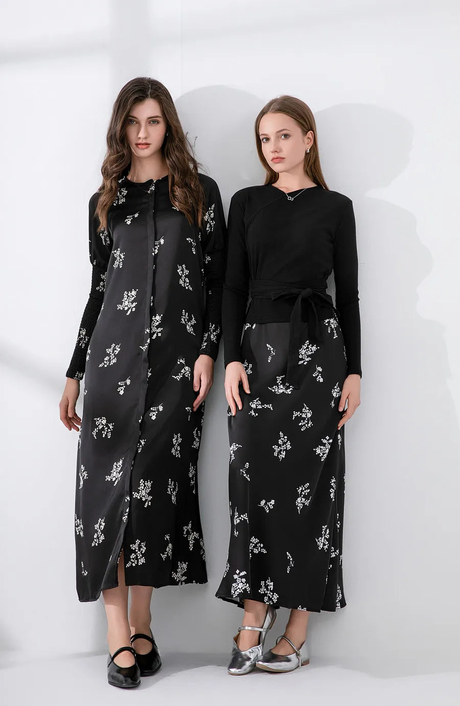 Tabitha Maxi Dress in Black Floral, full length