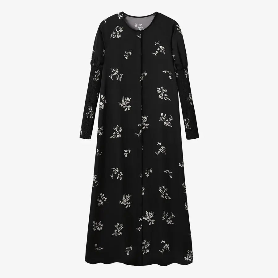 Tabitha Maxi Dress in Black Floral, flat lay