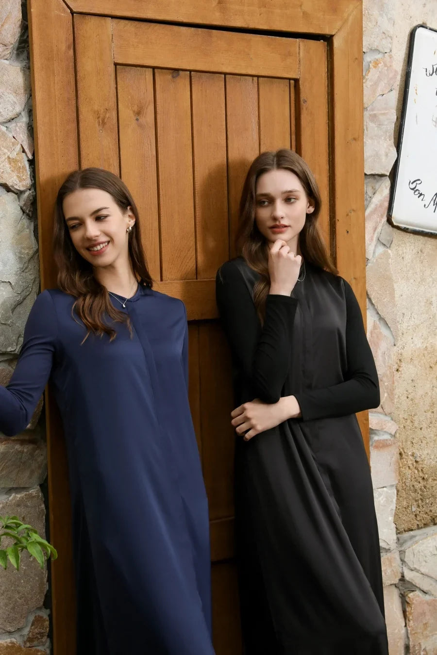 Ursula Maxi Dress in Navy and Black, front close