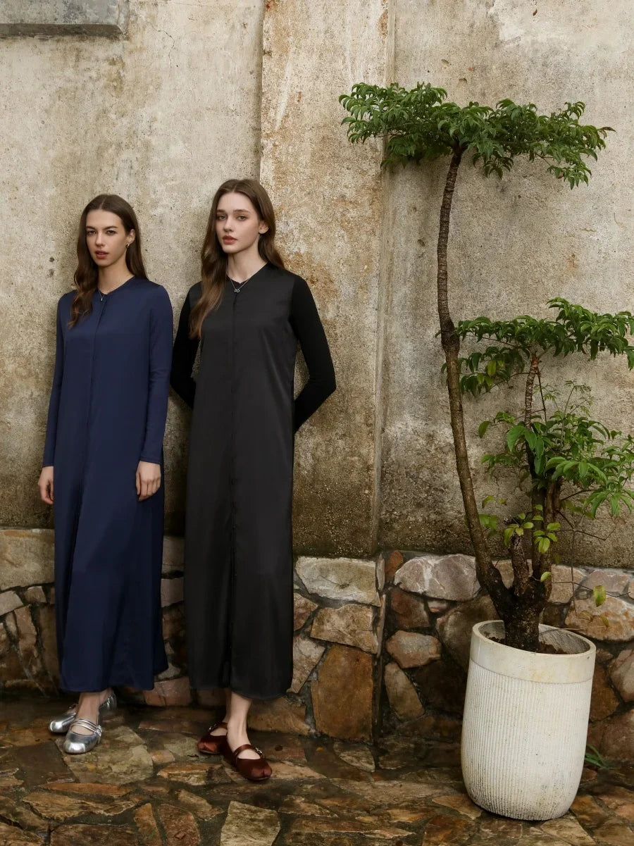 Ursula Maxi Dress in Navy and Black, front